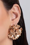 Shop_Opalina Soulful Jewellery_Gold Plated Handcrafted Floral Statement Studs _Online_at_Aza_Fashions