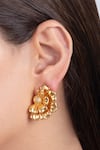 Buy_Opalina Soulful Jewellery_Gold Plated Handcrafted Floral Statement Studs _Online_at_Aza_Fashions