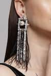 Buy_Outhouse_Silver Plated Swarovski Pearl Crystal Tassel Long Earrings _Online_at_Aza_Fashions