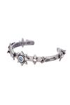 Outhouse_Silver Plated Crystal Evil Eye Cuff _Online_at_Aza_Fashions