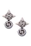 Outhouse_Silver Plated Beads, Crystals Spiked Studs _Online_at_Aza_Fashions