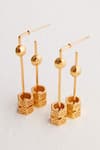 Outhouse_Gold Plated Poppi Bolt Drop Hoops _Online_at_Aza_Fashions