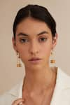 Buy_Outhouse_Gold Plated Poppi Bolt Drop Hoops _Online_at_Aza_Fashions