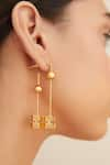 Outhouse_Gold Plated Poppi Bolt Drop Hoops _at_Aza_Fashions