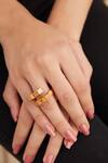 Shop_Outhouse_Gold Plated Poppi Quatro Bolt Ring_Online_at_Aza_Fashions