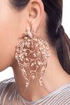 Buy_Outhouse_Gold Plated Zirconia Lophorina Trellis Chandeliers _at_Aza_Fashions