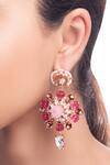 Buy_Outhouse_Gold Plated Swarovski Crystal Jardin De Rosa Danglers _at_Aza_Fashions