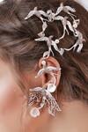 Buy_Outhouse_Gold Plated Crystals, Pearls, Rhinestones Lophorina Bird Ear Cuff_Online_at_Aza_Fashions