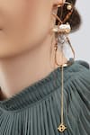 Buy_Outhouse_Gold Plated Pearls, Stones Lupis Bead Long Earrings _Online_at_Aza_Fashions