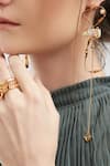 Shop_Outhouse_Gold Plated Pearls, Stones Lupis Bead Long Earrings _Online_at_Aza_Fashions