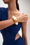 Buy_Outhouse_Gold Plated Pearls Drip Oh Wild Heart Shell Handcuff_at_Aza_Fashions