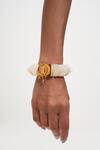 Buy_Outhouse_Gold Plated Pearls Drip Oh Wild Heart Shell Handcuff_Online_at_Aza_Fashions