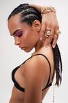 Buy_Outhouse_Gold Plated Pearls Drip Oh River Rose Hand Cuff _at_Aza_Fashions