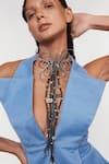 Shop_Outhouse_Silver Plated Swarovski And Cord Camellia Bolo Tie _Online_at_Aza_Fashions