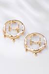 Shop_Outhouse_Gold Plated Pearls Drip Oh Monogram Earrings With Keshi _at_Aza_Fashions