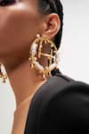 Outhouse_Gold Plated Pearls Drip Oh Monogram Earrings With Keshi _Online_at_Aza_Fashions