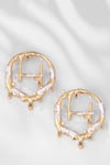 Shop_Outhouse_Gold Plated Pearls Drip Oh Monogram Earrings With Keshi _Online_at_Aza_Fashions