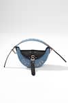 Shop_Outhouse_Blue Embroidery Eclipse Half Moon Shaped Bag_at_Aza_Fashions