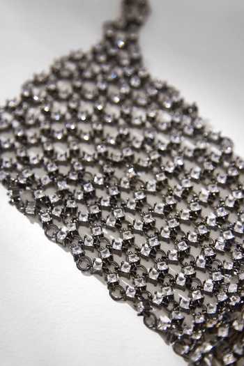 Buy_Outhouse_Silver Plated Rhinestones, Crystals Embellished Chainmail Gloves _Online_at_Aza_Fashions