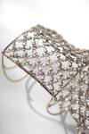 Outhouse_Silver Rhinestones Gauntlet Embellished Chainmail Gloves_at_Aza_Fashions