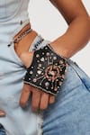 Buy_Outhouse_Black Crystals, Pearls Jewelled Leather Glovelettes _at_Aza_Fashions