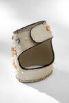 Outhouse_Grey Crystals, Pearls Jewelled Leather Glovelettes _Online_at_Aza_Fashions