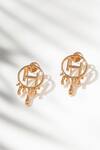 Outhouse_Gold Plated Cut Work Drip Oh Mini Earrings _Online_at_Aza_Fashions