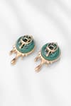 Shop_Outhouse_Gold Plated Malachite Drip Oh Palescent Stud Earrings_Online_at_Aza_Fashions