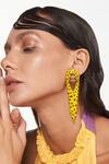 Outhouse_Yellow Crystals Gavi Spicule Kaybug Earrings _at_Aza_Fashions