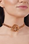 Buy_Outhouse_Gold Plated Monogram Pendant Link Choker _at_Aza_Fashions