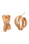 Shop_Outhouse_Gold Plated Cut Work Monogram Archway Double Hoops _at_Aza_Fashions