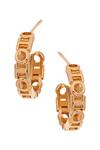 Shop_Outhouse_Gold Plated Monogram Crescent Hoop Studs_at_Aza_Fashions