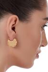 Buy_Outhouse_Gold Plated Monogram Crescent Hoop Studs_at_Aza_Fashions