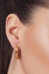 Buy_Outhouse_Gold Plated Monogram Crescent Hoop Studs_Online_at_Aza_Fashions