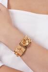 Buy_Outhouse_Gold Plated Stones Monogram Wrist Cuff _at_Aza_Fashions