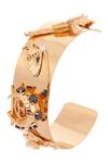 Shop_Outhouse_Gold Plated Stones Monogram Wrist Cuff _at_Aza_Fashions