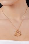 Buy_Outhouse_Gold Plated Monogram Pendant Necklace _at_Aza_Fashions