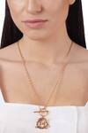 Buy_Outhouse_Gold Plated Monogram Pendant Necklace _at_Aza_Fashions