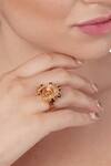 Buy_Outhouse_Gold Plated Stones Crescent Ring_at_Aza_Fashions