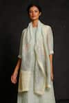 Buy_Oja_Blue 70% Linen Handloom Silk Embroidered Kurta Set _Online_at_Aza_Fashions