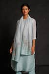 Buy_Oja_Blue 70% Linen Handloom Silk Embroidered Kurta Set _Online_at_Aza_Fashions