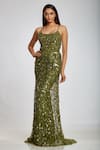Ohaila Khan_Green Tulle Embellished Backless Gown_Online_at_Aza_Fashions