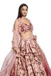 Ohaila Khan Pink Raw Silk, Net Sweetheart Neck Embroidered Lehenga Set Online at Aza Fashions Ohaila Khan_Pink Raw Silk, Net Sweetheart Neck Embroidered Lehenga Set _Online_at_Aza_Fashions