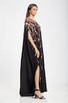 Ohaila Khan_Black Crepe Embroidery V Neck Embellished Kaftan  _Online_at_Aza_Fashions