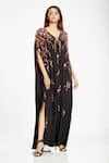 Buy_Ohaila Khan_Black Crepe Embroidery V Neck Embellished Kaftan  _Online_at_Aza_Fashions