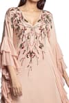 Shop_Ohaila Khan_Pink Georgette V Neck Embroidered Kaftan  _at_Aza_Fashions