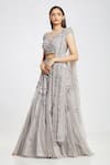 Ohaila Khan_Grey Embroidery V Neck Embellished Bridal Lehenga Set _Online_at_Aza_Fashions