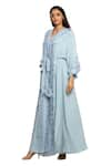 Buy_Ohaila Khan_Blue Crepe Embroidery V Neck Embellished Kaftan  _at_Aza_Fashions