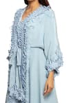 Shop_Ohaila Khan_Blue Crepe Embroidery V Neck Embellished Kaftan  _at_Aza_Fashions