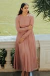 Buy_Dot_Pink Cotton Round Anarkali Kurta _at_Aza_Fashions